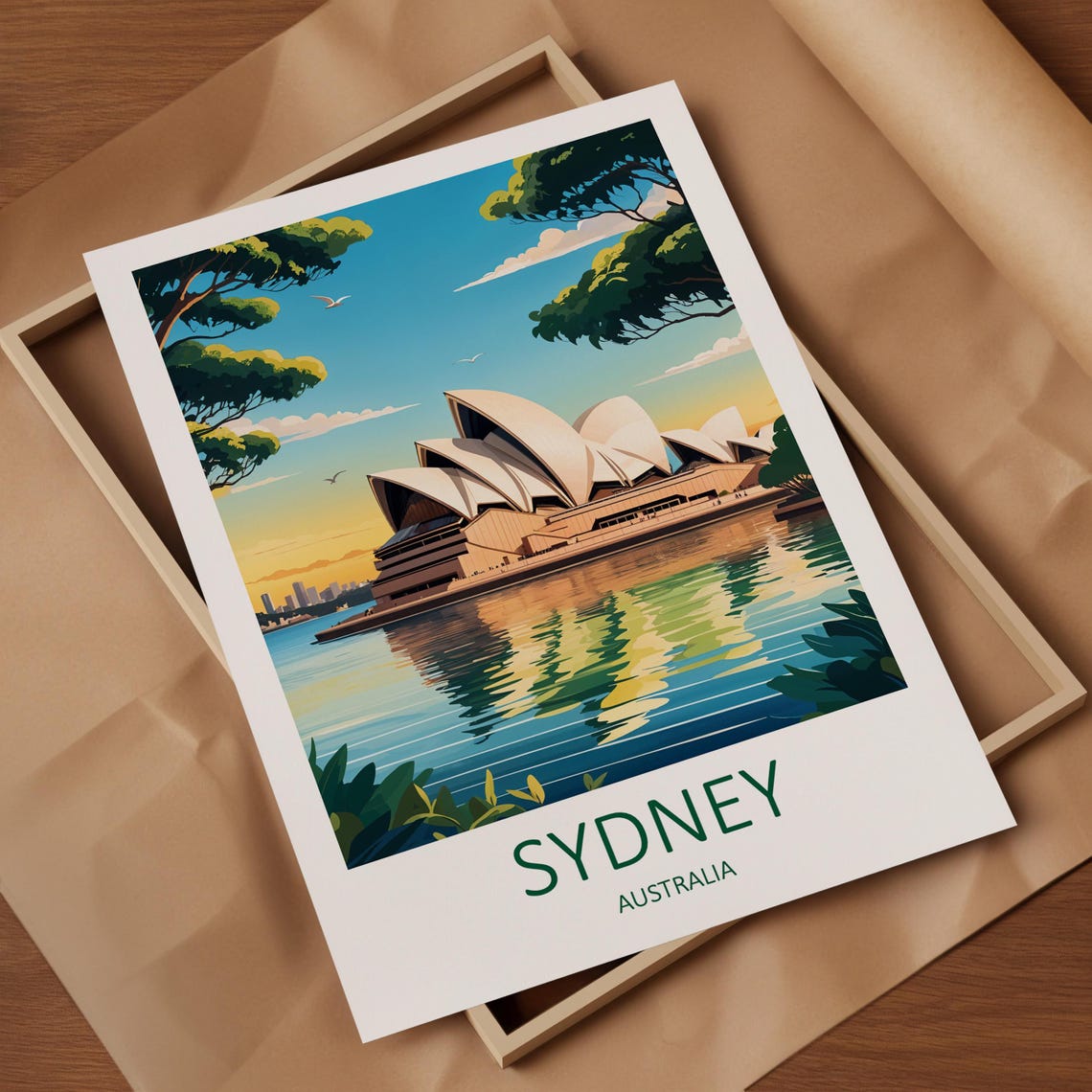 Sydney Australia Opera House Harbour Golden Sunset Reflection Poster - Image 4