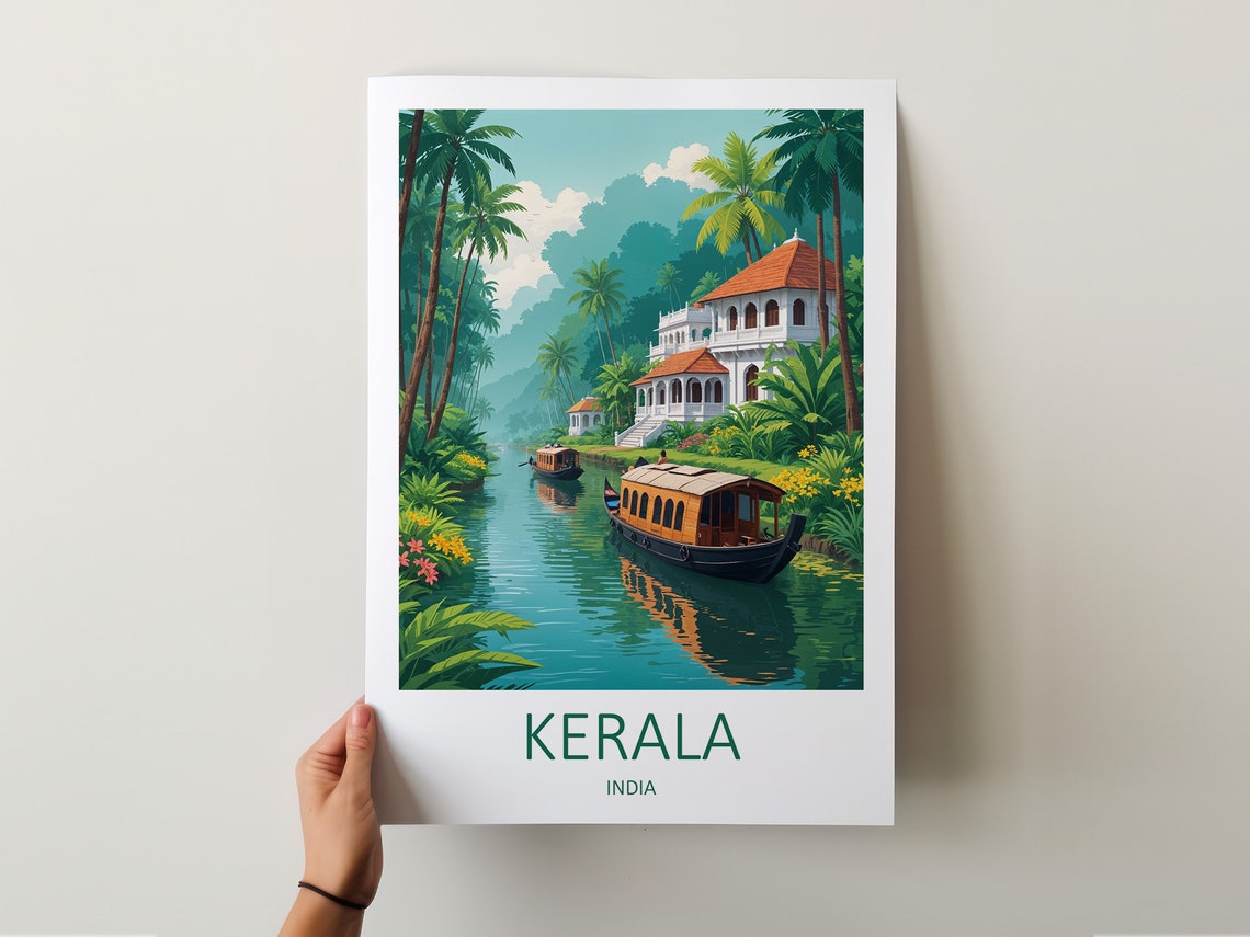 Kerala India Print Kerala Poster India Poster Kerala Art Indian Wall Art Kerala Travel Print India Travel Gift India Art Print - Image 5