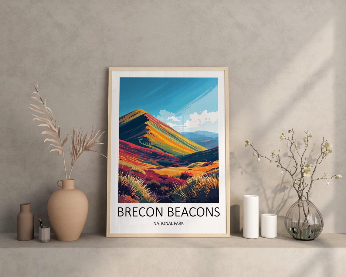 Brecon Beacons Wales Mountain Ridge in Rich Autumn Colors Poster - Image 2