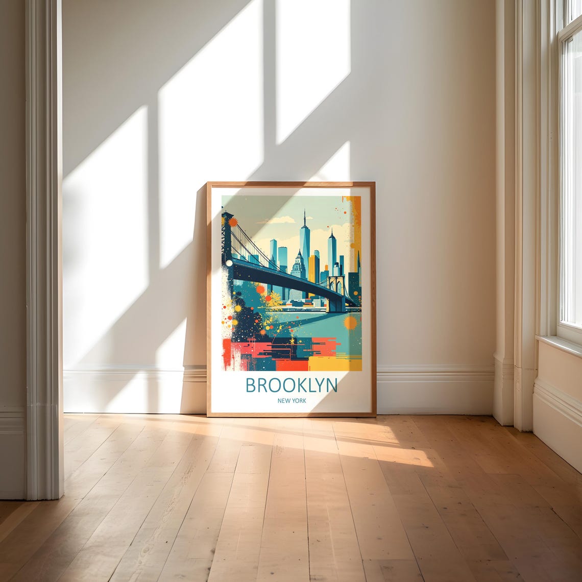 Brooklyn New York Bridge Manhattan Skyline Splash Color Art Poster - Image 6