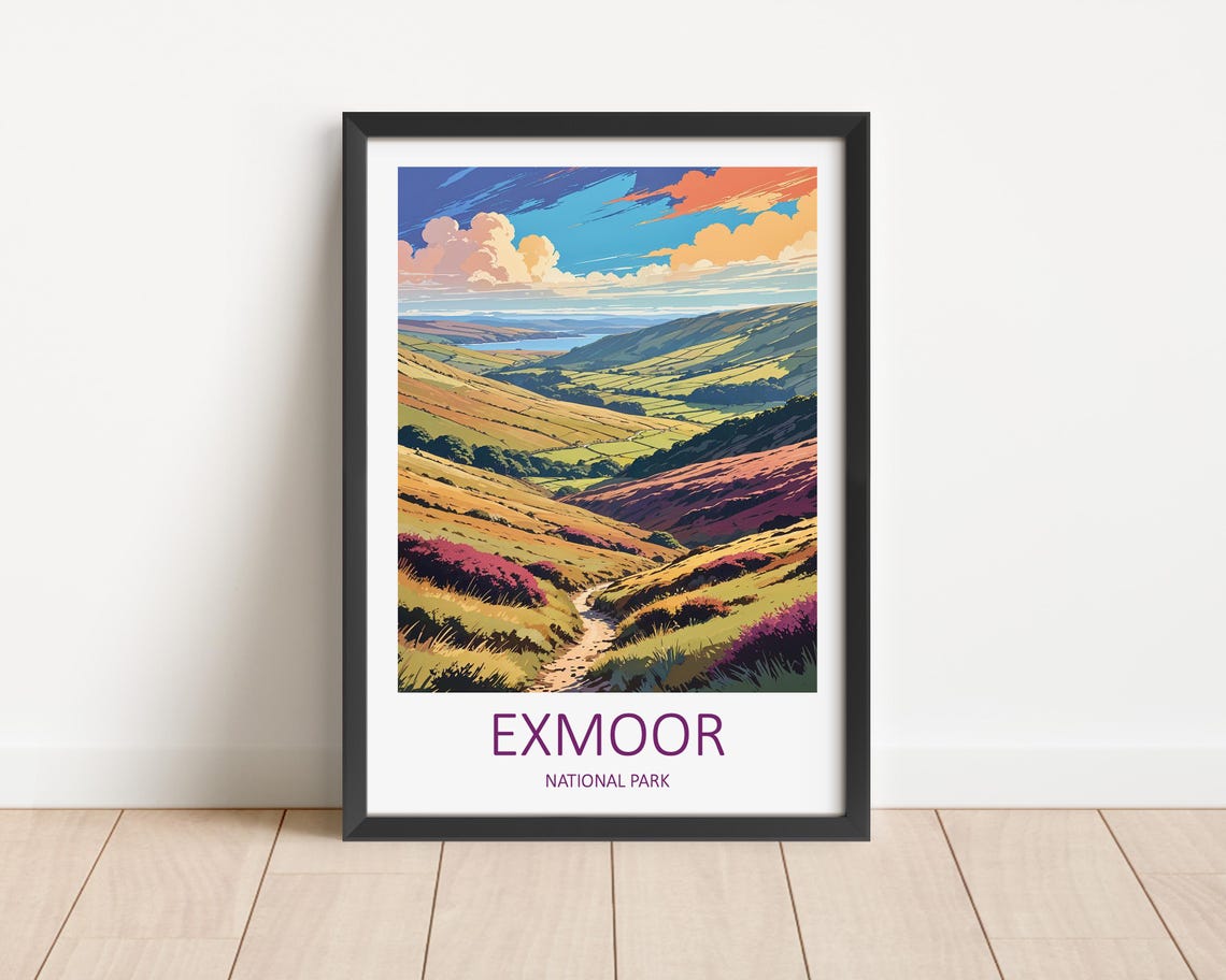 Exmoor Travel Print Wall Art Exmoor National Park Home Decor Art Lover Gifts Exmoor Landscape Print Wall Hanging Exmoor Poster Nature Art