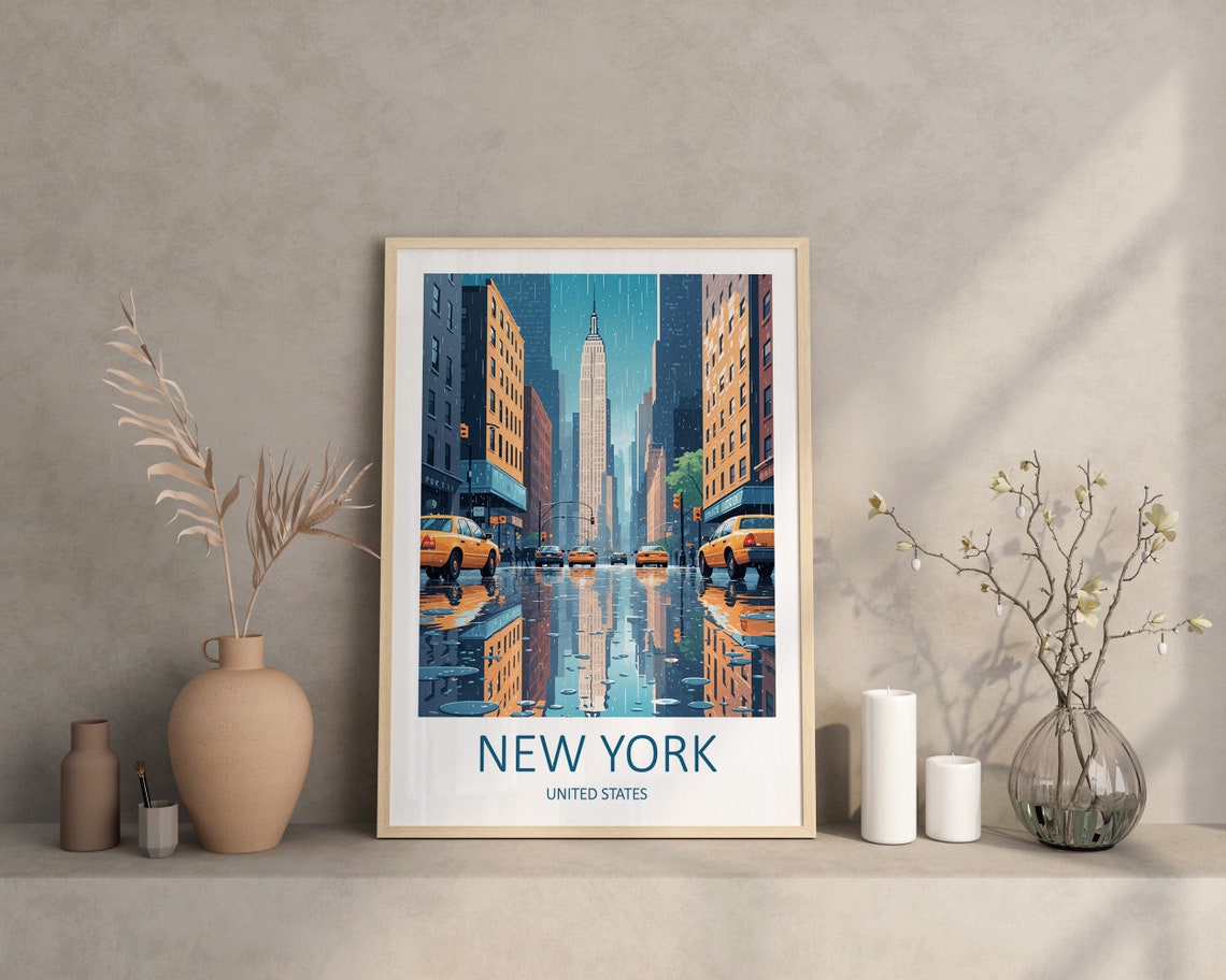 New York City Rainy Manhattan Street With Yellow Cabs Poster - Image 4