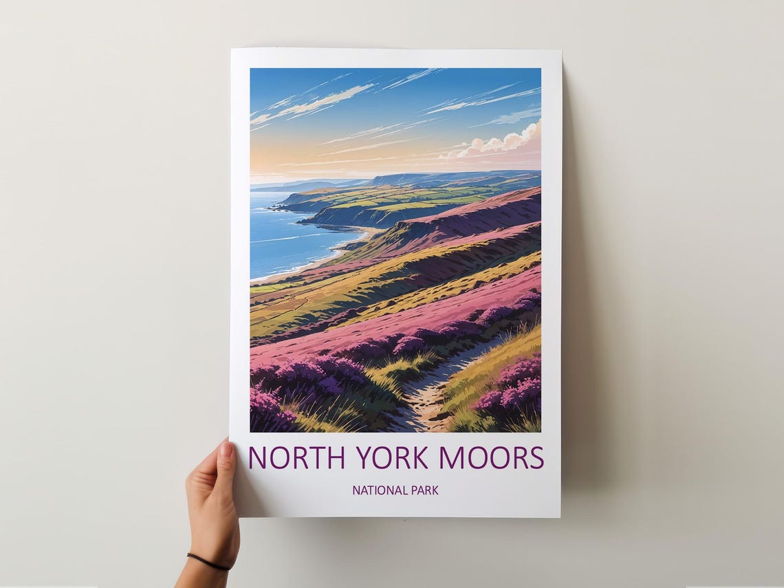 North York Moors National Park Heather Hills Coast Travel Poster - Image 5
