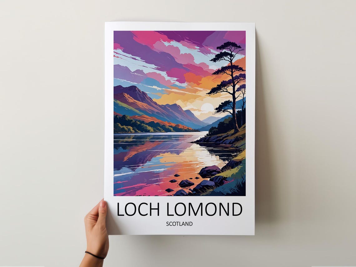 Loch Lomond Scotland Pink Sunset Loch Shore Glow Travel Poster - Image 5