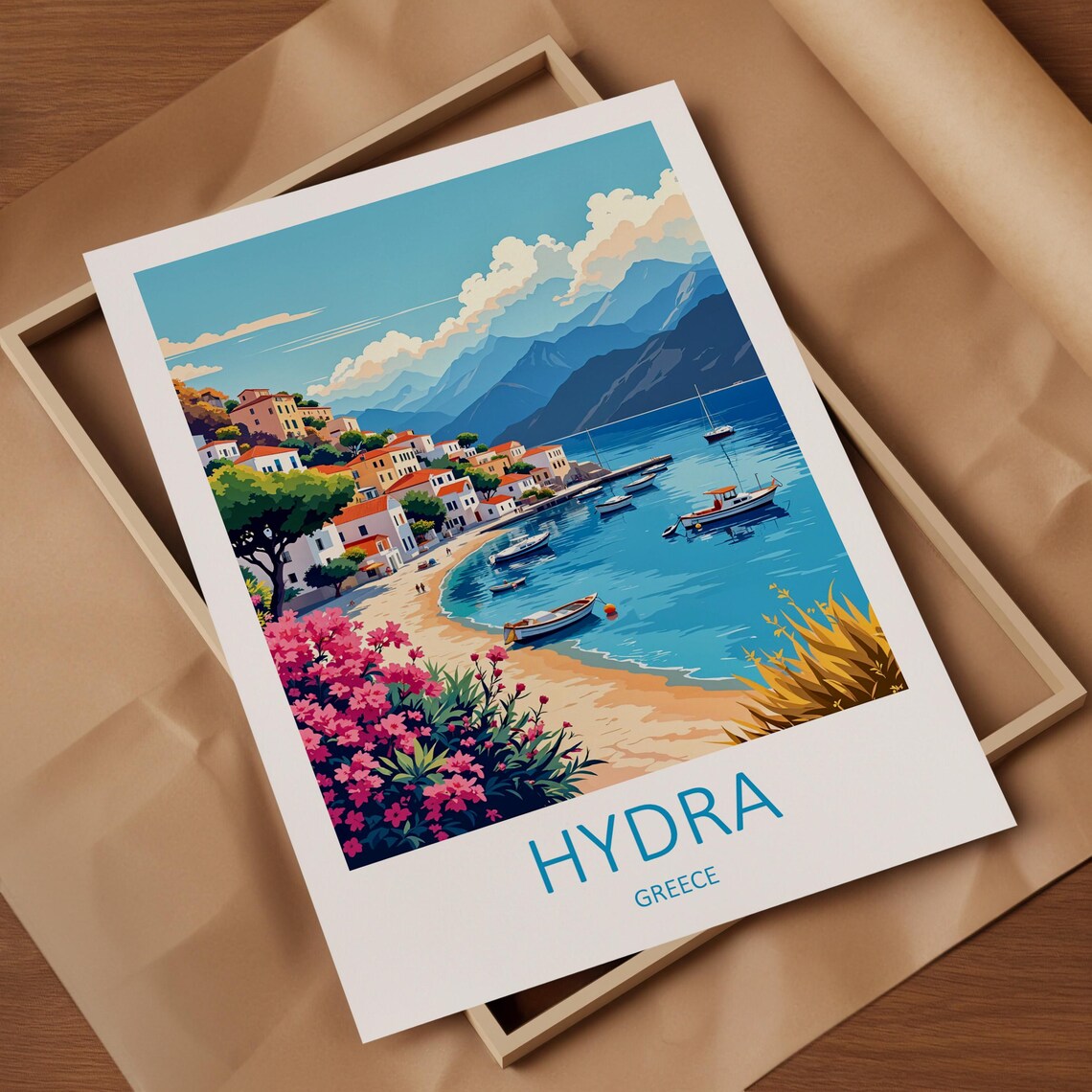Hydra Greece Colorful Waterfront Houses and Fishing Boats Poster - Image 4