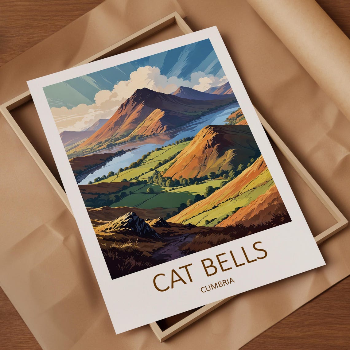 Cat Bells Cumbria Lake District Fell Panorama Vintage Travel Poster - Image 4