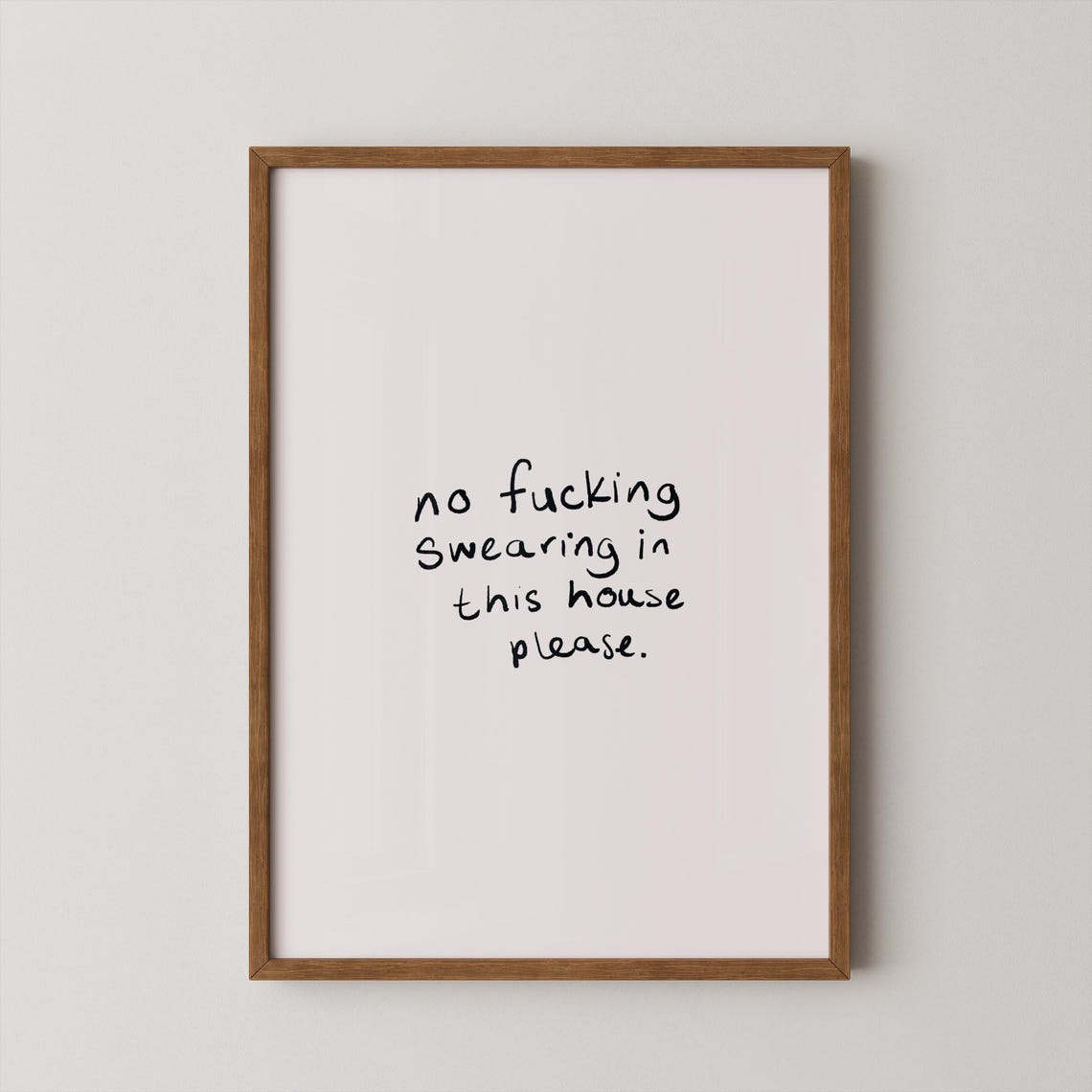 Funny No Swearing House Rules Quote Typographic Kitchen Wall Poster