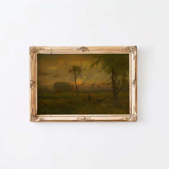 Vintage Moody Autumnal Landscape Art Print Vintage Painting Wall Art Oil Painting Print Rustic Art A 51