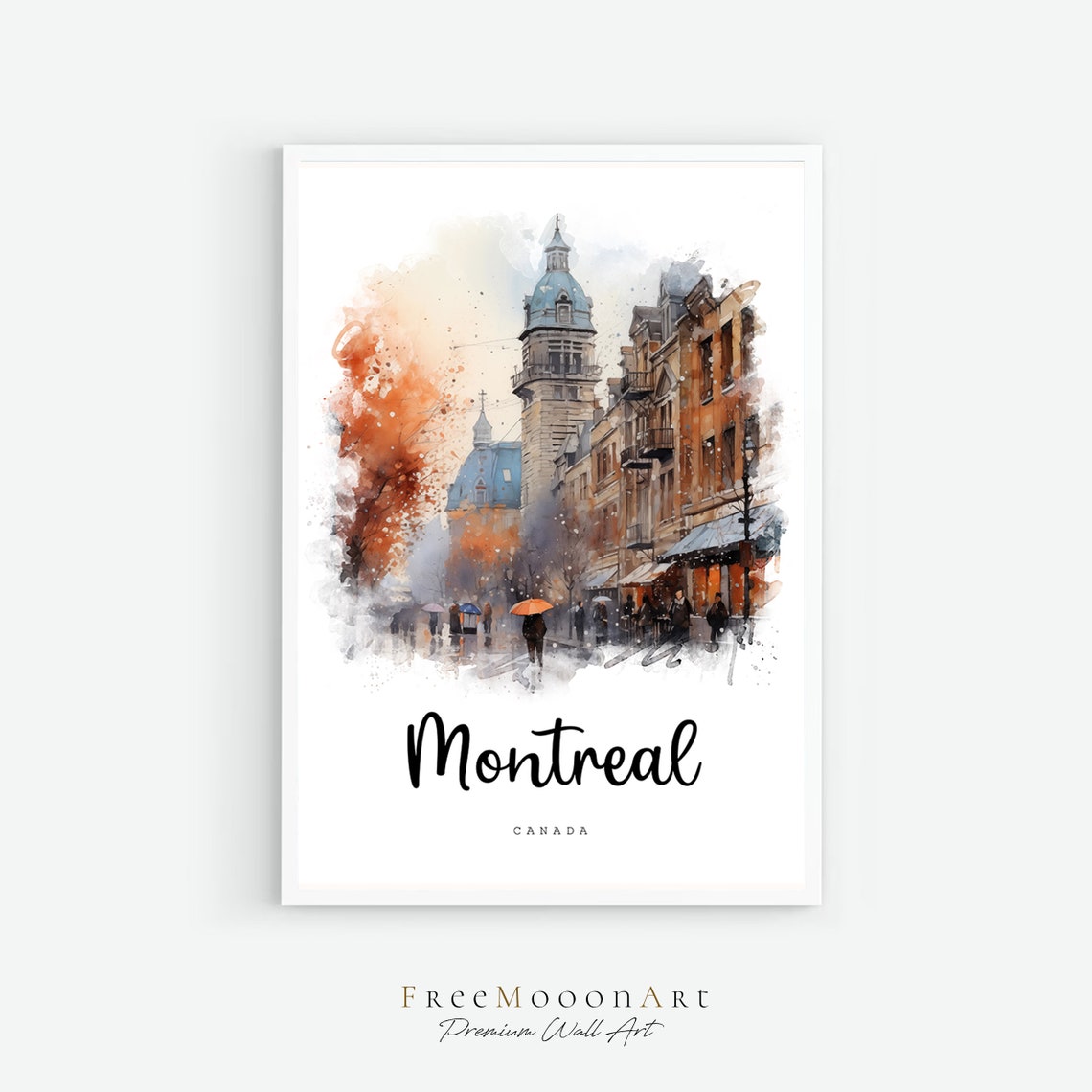 Montreal Canada Travel Poster Montreal City Print Canada Wall Art Travel Prints Art Watercolor Painting Montreal Travel Gift