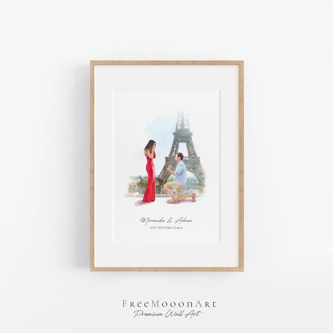 Formal Couple with Dog Watercolor Portrait Family Gift Poster - Image 3