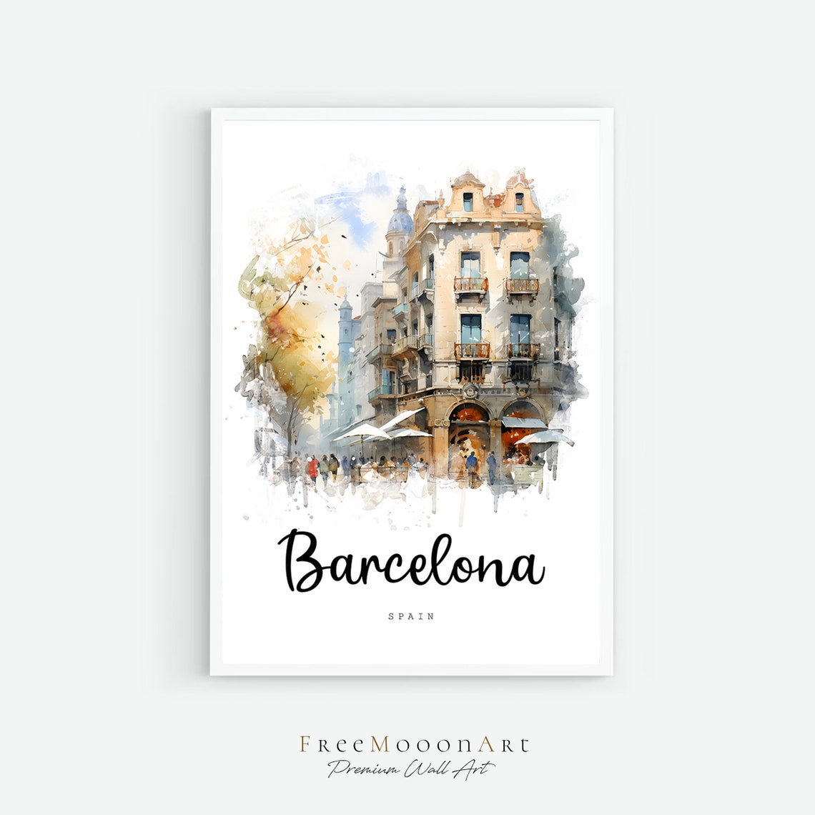 Barcelona Spain Travel Poster Barcelona City Print Spain Wall Art Europe Prints Art Barcelona Watercolor Painting Travel Gifts