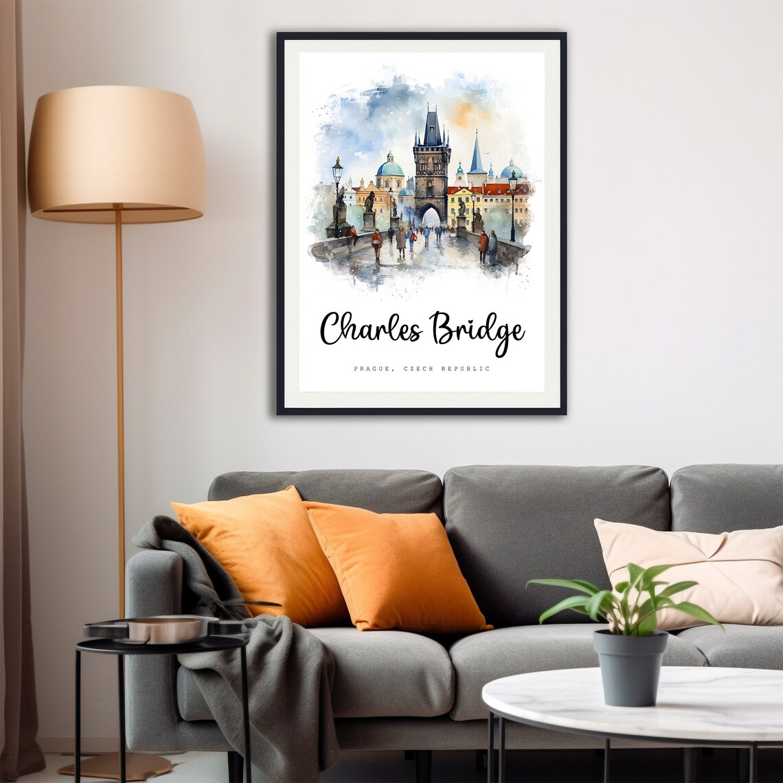 Charles Bridge Prague Travel Poster Prague City Print Czech Republic Wall Art Europe Prints Art Watercolor Painting - Image 4