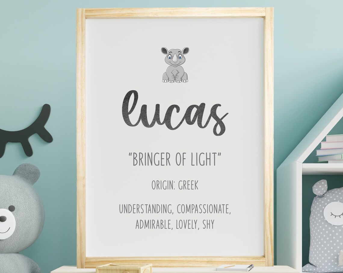 Lucas Personalized Nursery Art Print, Baby Shower Gift