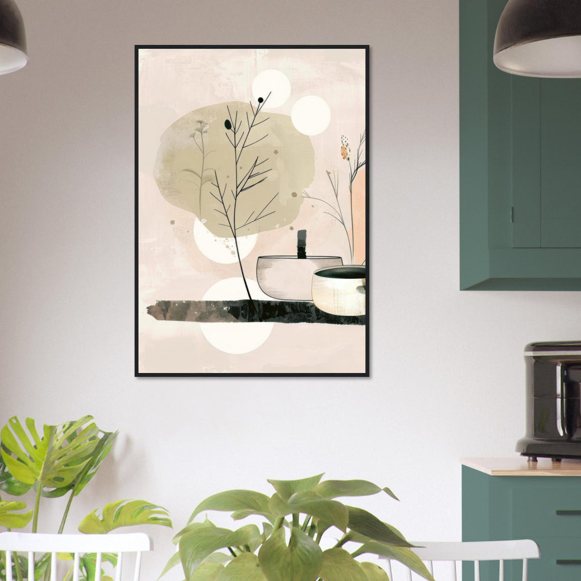Wabi Sabi Still Life Bowls Branches Beige Minimalist Japanese Poster - Image 3