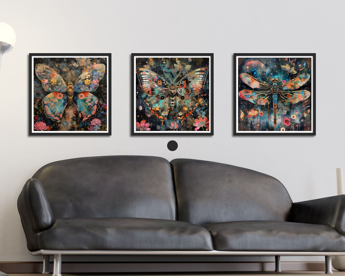 Colorful Floral Moth Dream Bohemian Nature Insect Wall Art Print - Image 4