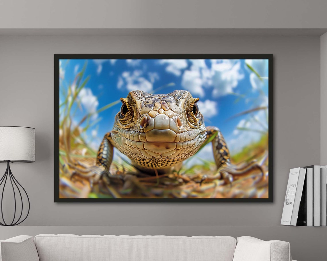 Lizard Face Close Up Fisheye Sky Scales Macro Wildlife Photo Poster