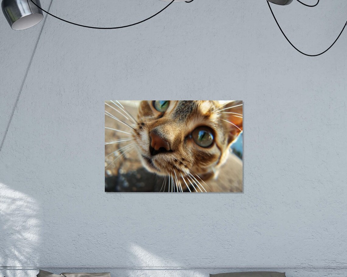 Cat Extreme Close Up Green Eyes Tabby Whiskers Funny Photo Wall Art Poster - Image 2