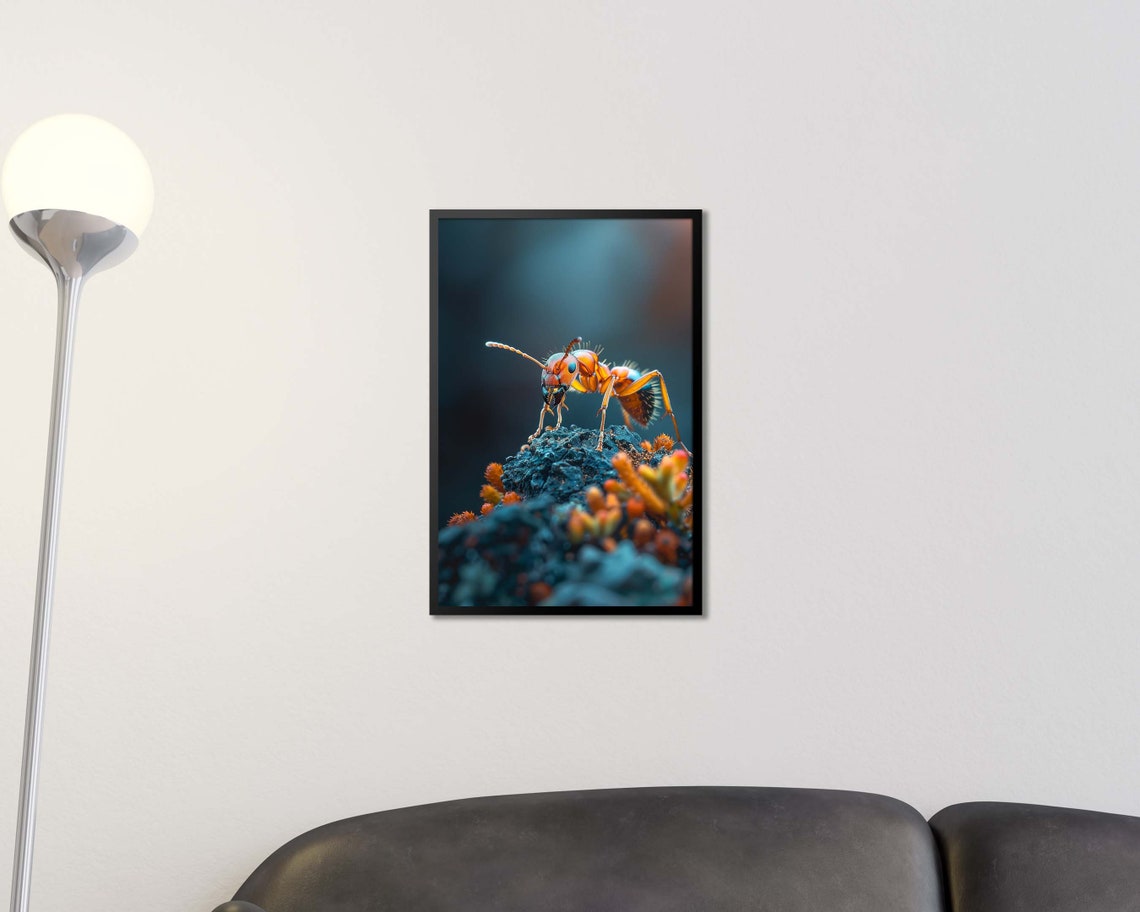 Orange Ant Macro Photography Close Up Insect Wildlife Wall Poster - Image 2