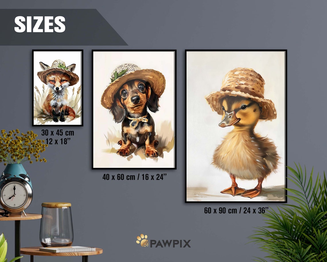 Dapper Duckling Straw Hat Cute Baby Duck Portrait Animal Print - Image 4