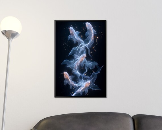 Koi Fish Art Print Japanese Koi Fish Poster Zen Wall Art Minimalist Fish Decor Underwater Art Print