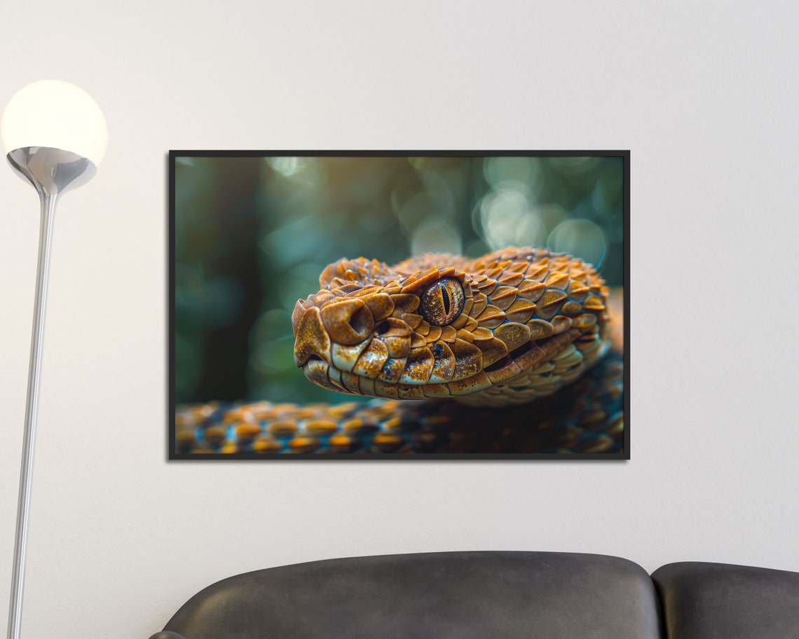 Golden Viper Head Close Up Macro Scale Detail Reptile Photo Poster - Image 4