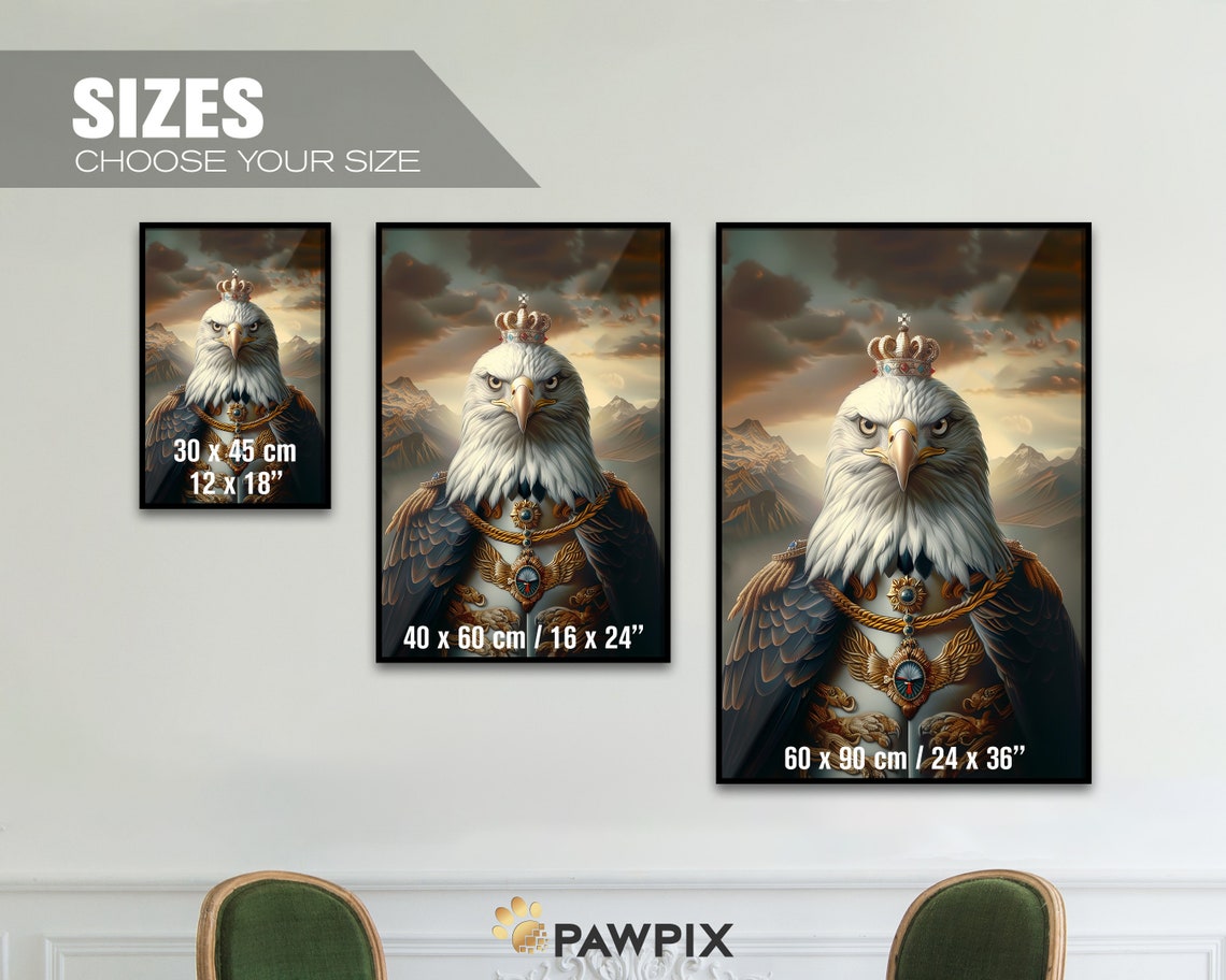 Bald Eagle Royal Crown Portrait Regal Bird Fantasy Wall Art Poster - Image 2