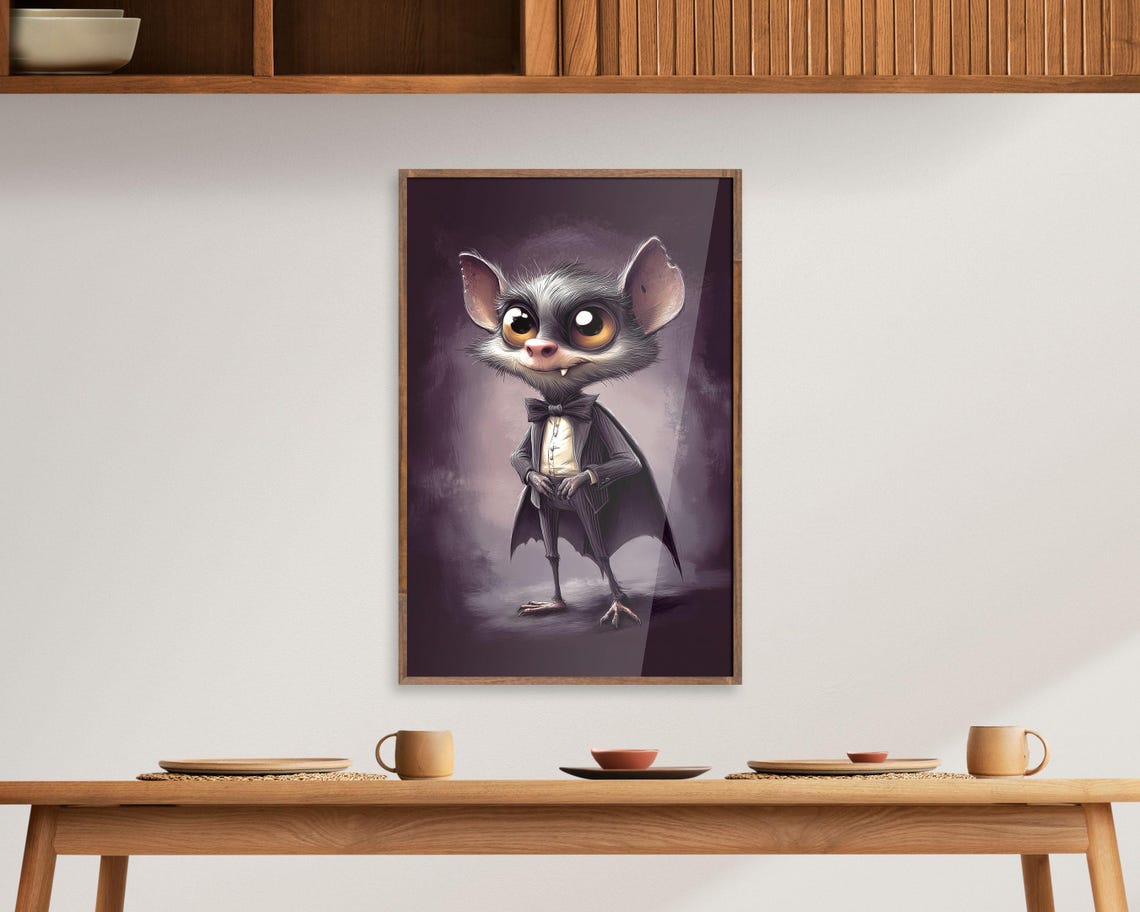 Cute Vampire Bat In Tuxedo With Bow Tie Gothic Halloween Art Poster