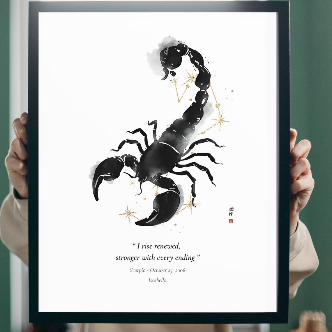 Custom Scorpio Zodiac Poster October 23november 21 Birthday Gift Sumi Ink Constellation Wall Art Astrology Horoscope Decor