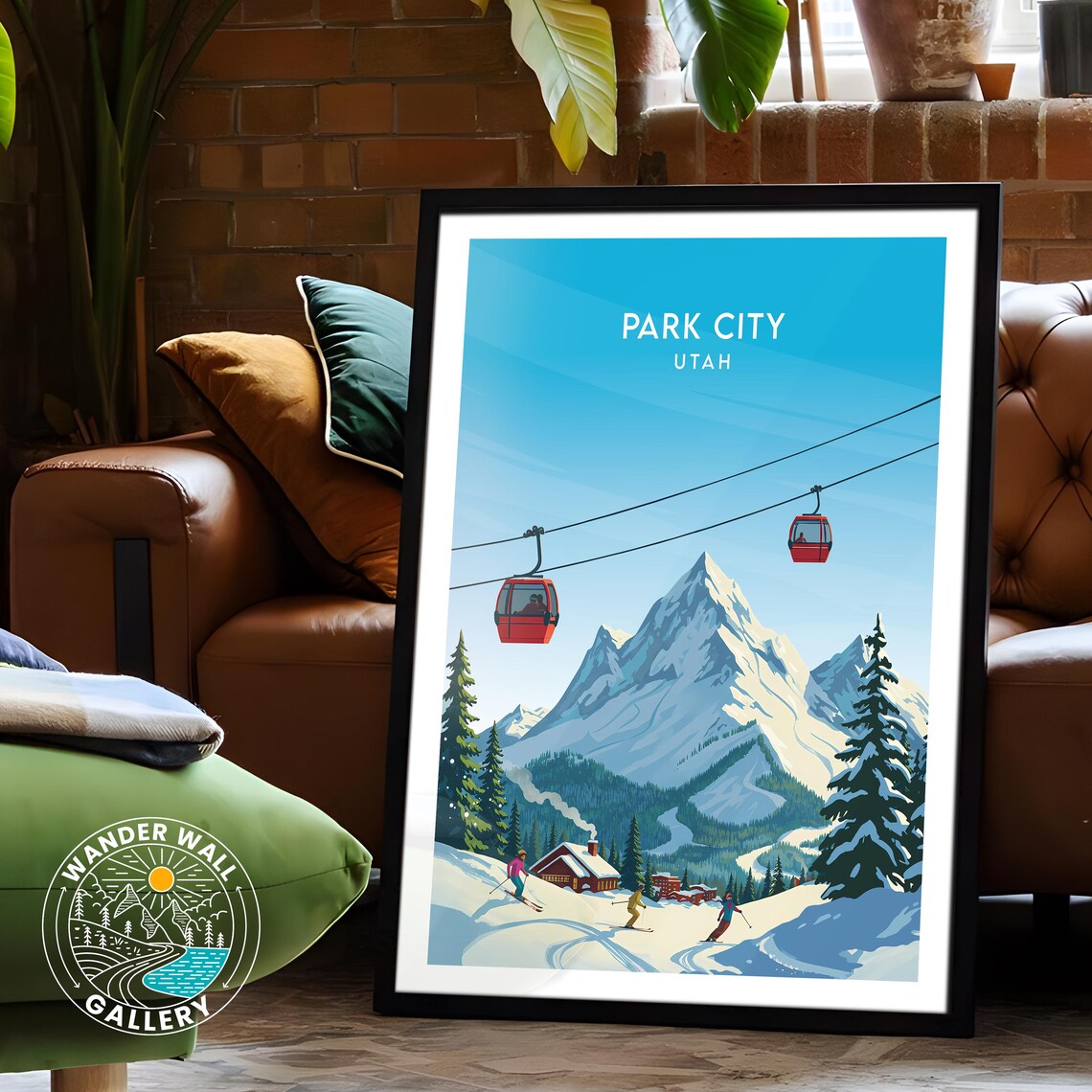 Park City Utah Ski Resort Gondola Mountain Skiers Winter Travel Poster - Image 6