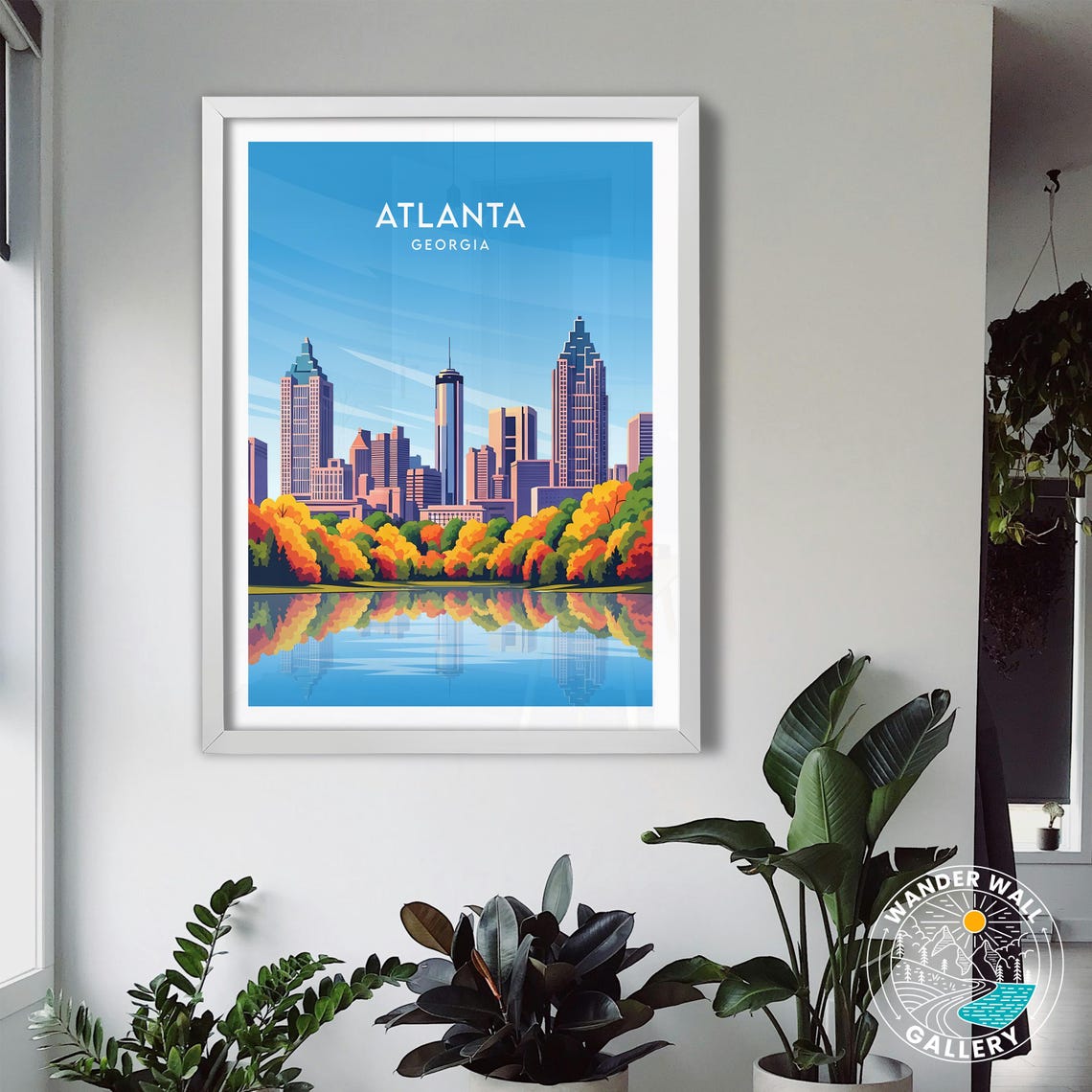 Atlanta Georgia Autumn Skyline Lake Reflection Travel Poster - Image 3