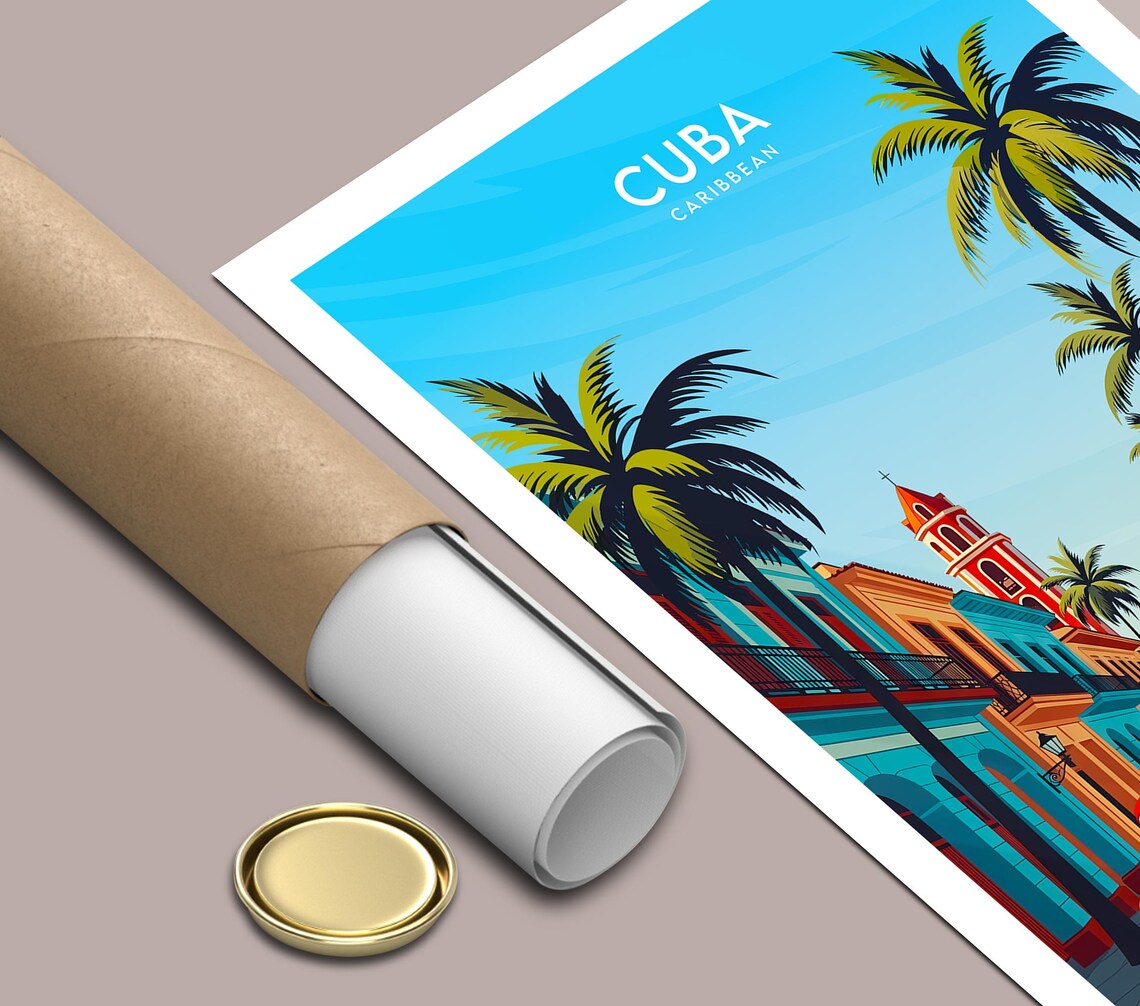 Cuba Caribbean Colonial Street Scene Classic Cars Harbor Poster - Image 3