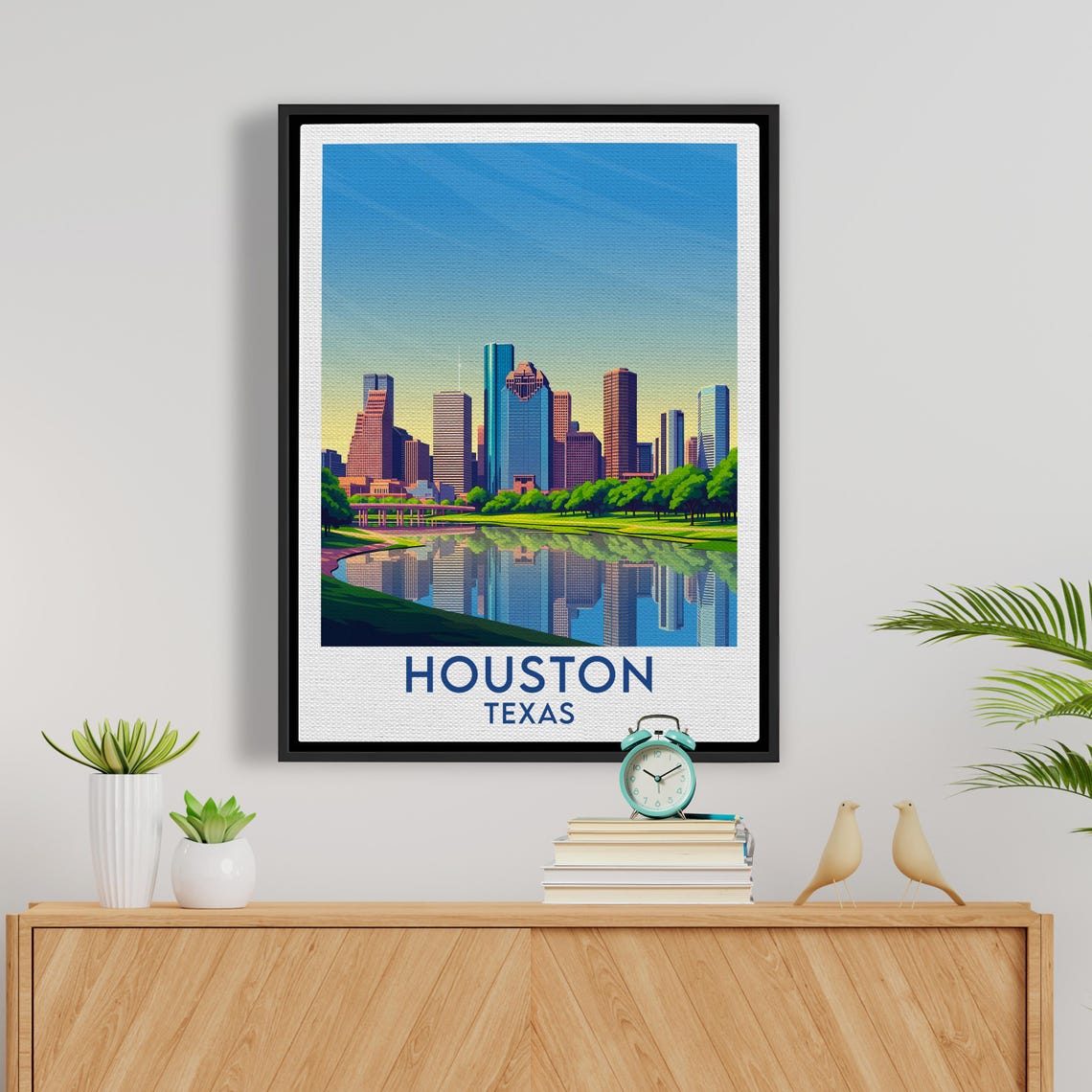 Houston Texas City Skyline Water Reflection Park Green Space Poster - Image 5