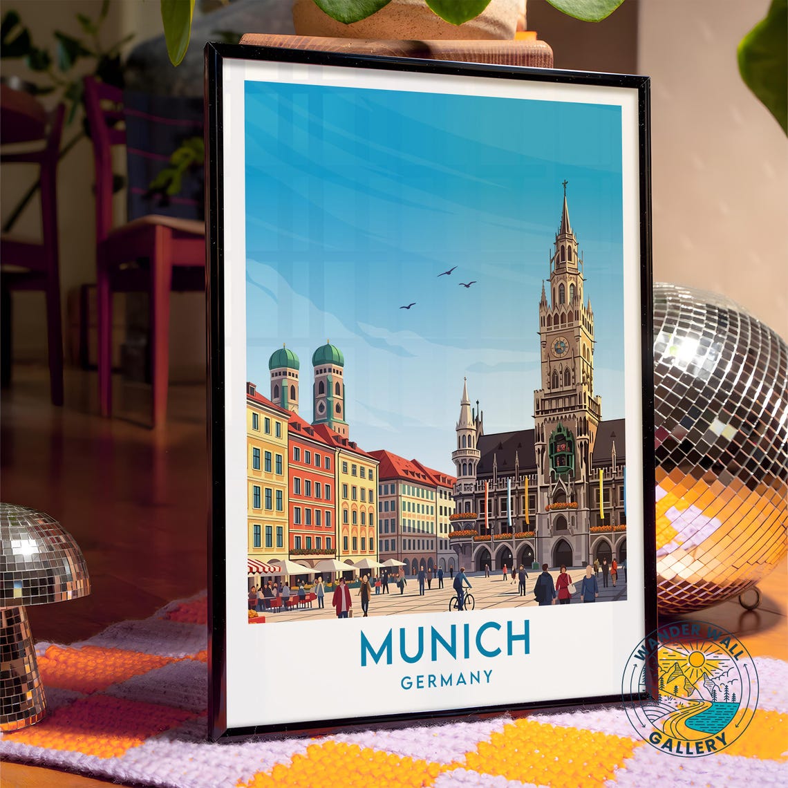 Munich Germany Old Town Square Gothic Hall Retro Travel Poster - Image 4