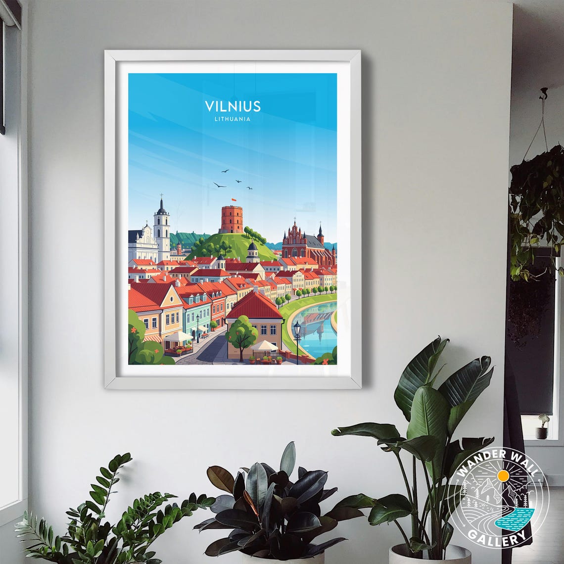 Vilnius Lithuania Old Town Skyline Gediminas Tower River View Poster - Image 3