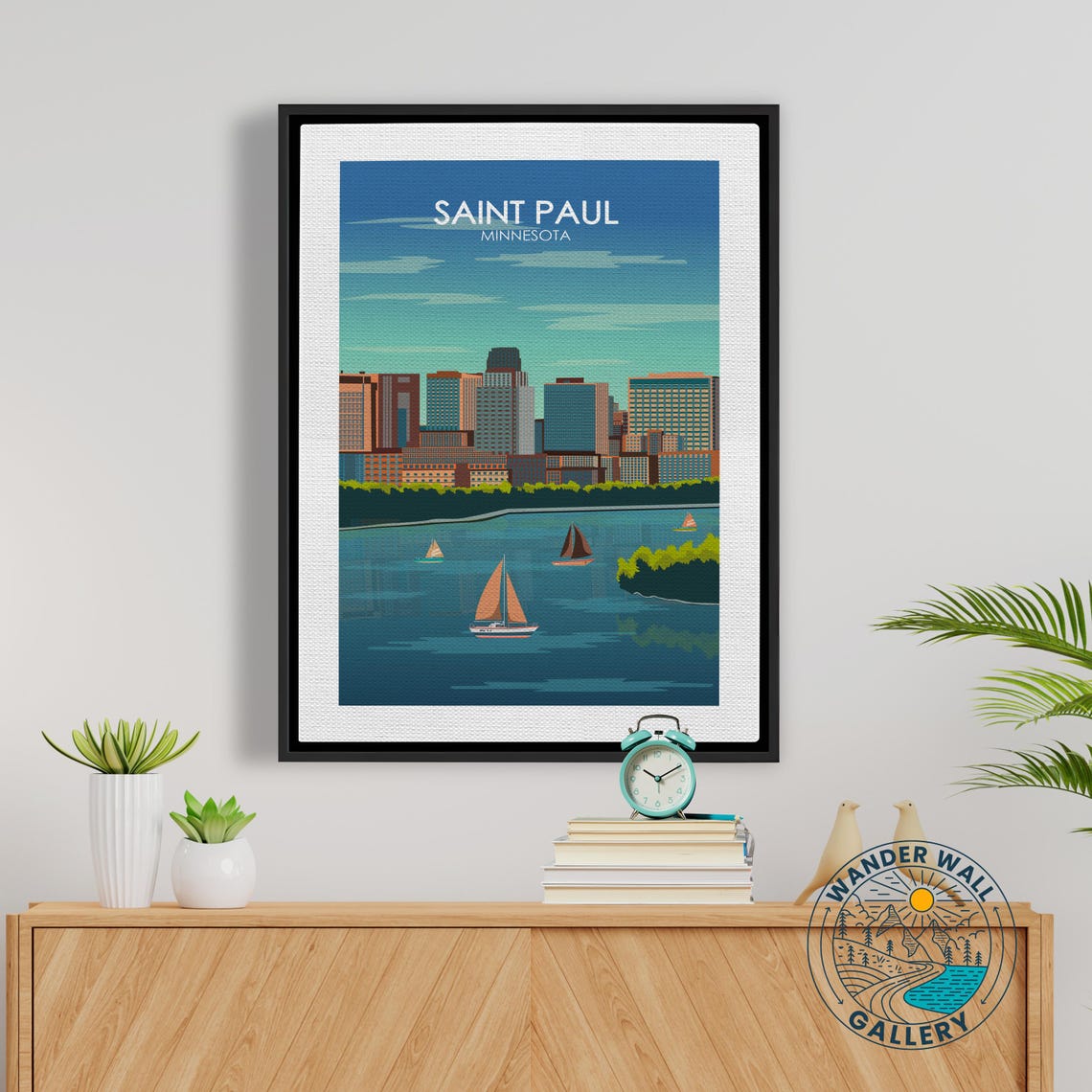 Saint Paul Minnesota Skyline River Sailing Sunset View Poster - Image 5