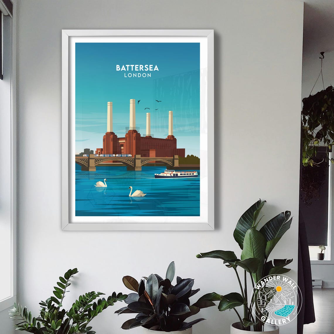Battersea London Iconic Power Station Chimneys River Thames Poster - Image 3