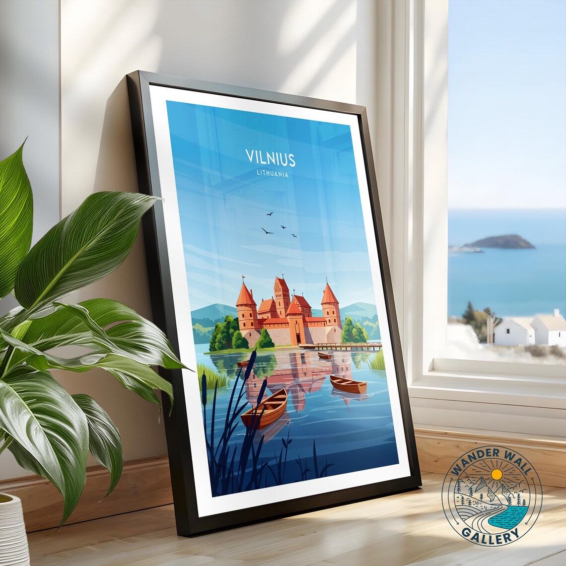 Vilnius Lithuania Trakai Island Castle Lake Vintage Travel Poster - Image 2