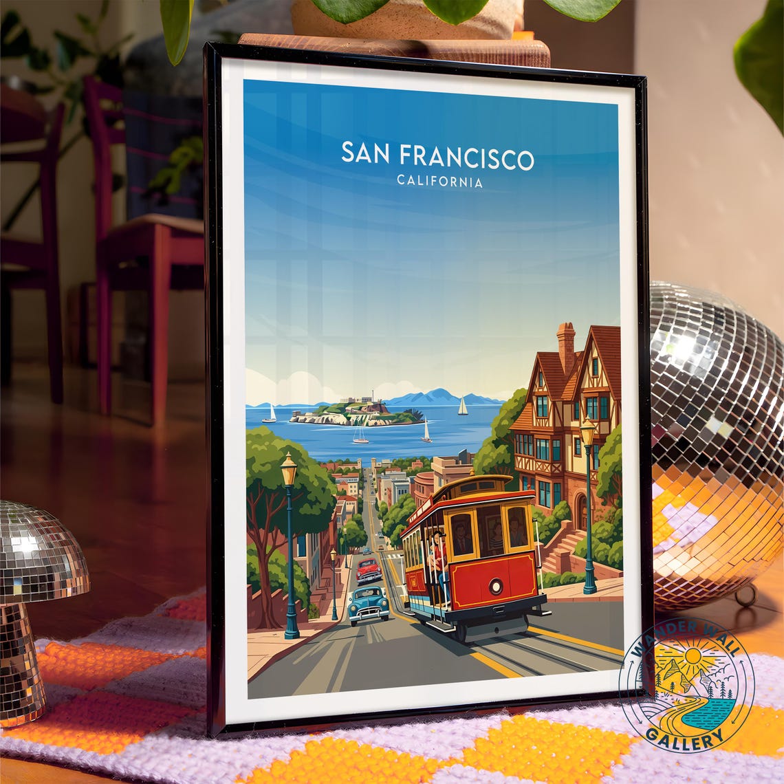 San Francisco Cable Car Downtown Alcatraz View Travel Poster - Image 4