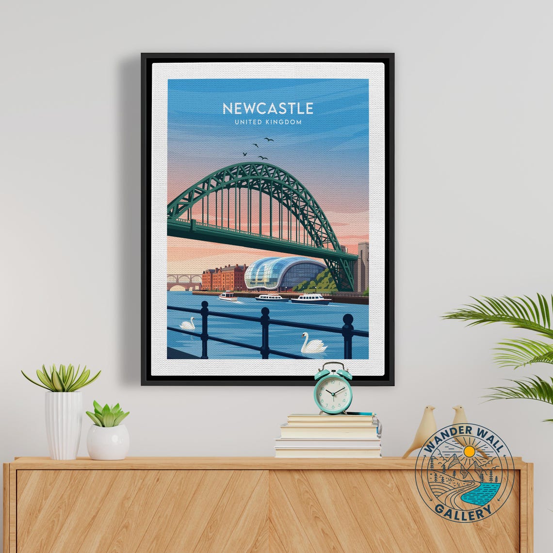 Newcastle United Kingdom Tyne Bridge Sunset Vintage Travel Poster - Image 5