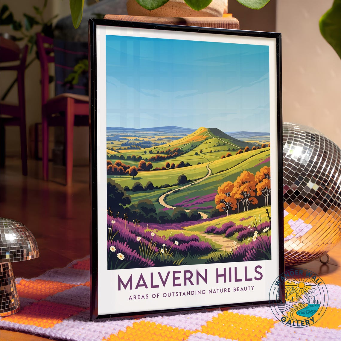 Malvern Hills English Countryside Rolling Green Hills Travel Poster - Image 4