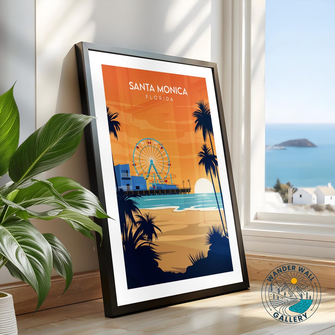 Santa Monica California Pier Ferris Wheel Sunset Beach Poster - Image 2