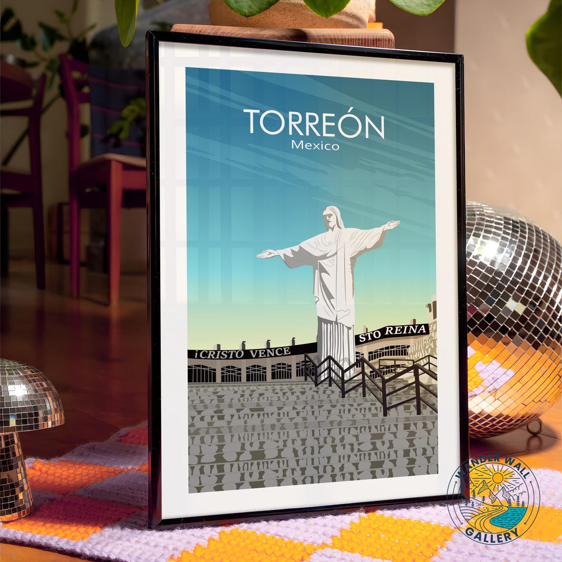 Torreon Mexico Cristo Monument Sunset Whitewashed Hilltop Poster - Image 4
