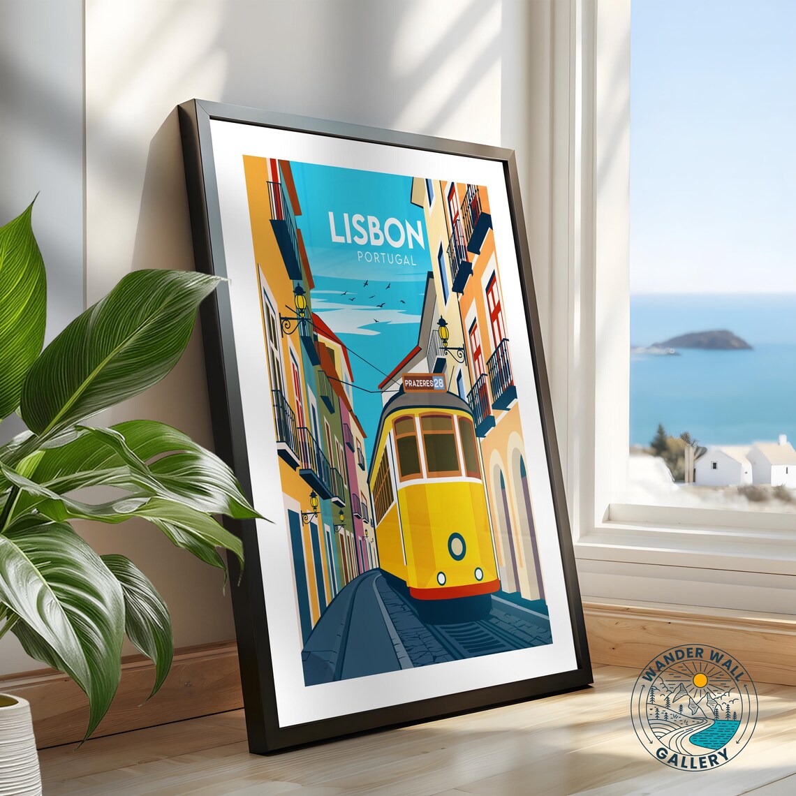 Lisbon Tram 28 Yellow Street Car Portugal Alfama Retro Travel Poster - Image 2