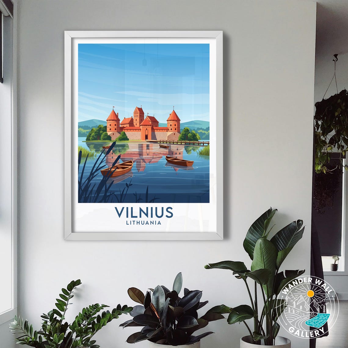 Vilnius Lithuania Island Castle Reflection Lake Travel Poster - Image 3