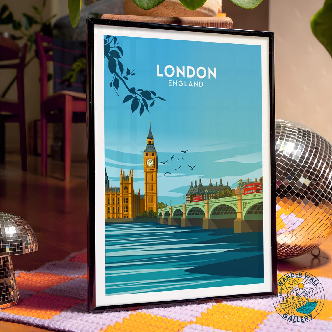 London England Big Ben Westminster Bridge Moonlit River Poster - Image 4