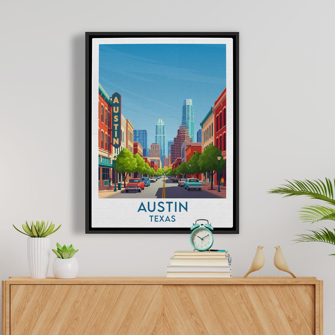 Austin Texas Congress Avenue Classic Vintage Cars Skyline Poster - Image 5