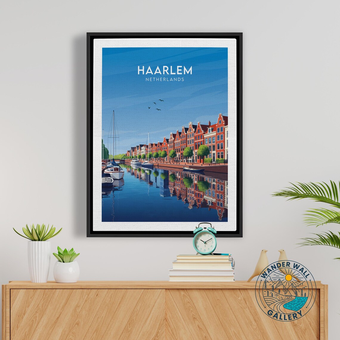 Haarlem Netherlands Harbor Canal with Sailboats Vintage Travel Poster - Image 5