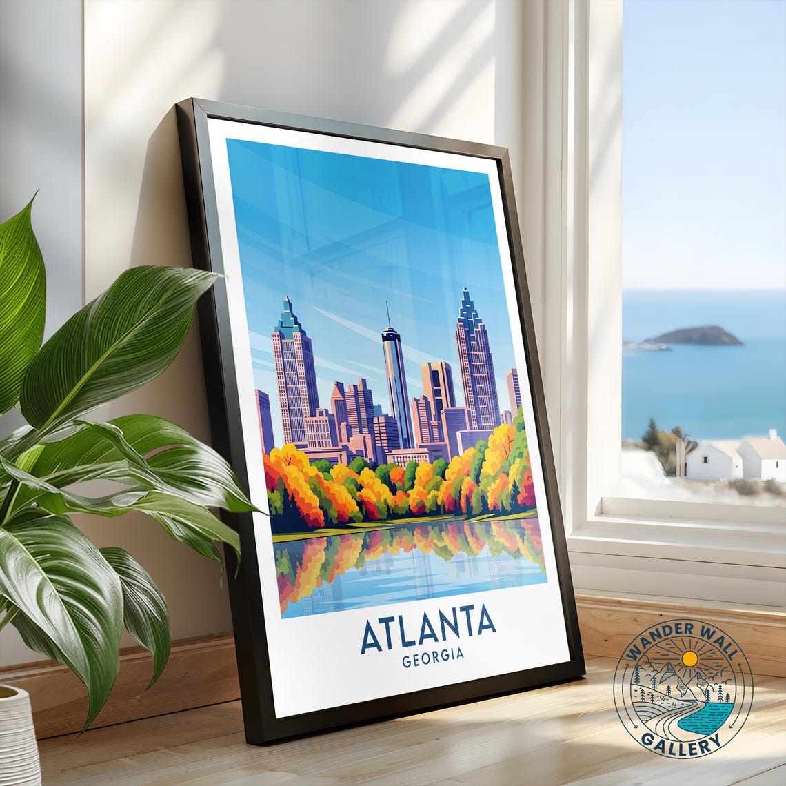 Atlanta Georgia Fall Foliage Skyline Waterfront Travel Poster - Image 2