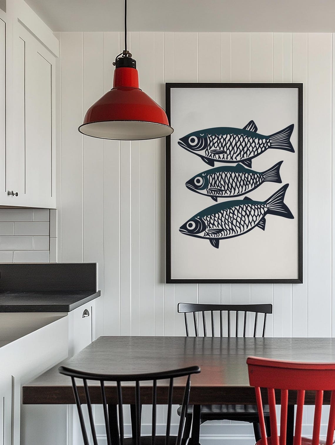 Sardines Print Kitchen Fish Home Decor Modern Minimalist Beach Wall Art Japanese Inspired Sushi Bar Kitchen Shelf Art Prints - Image 4