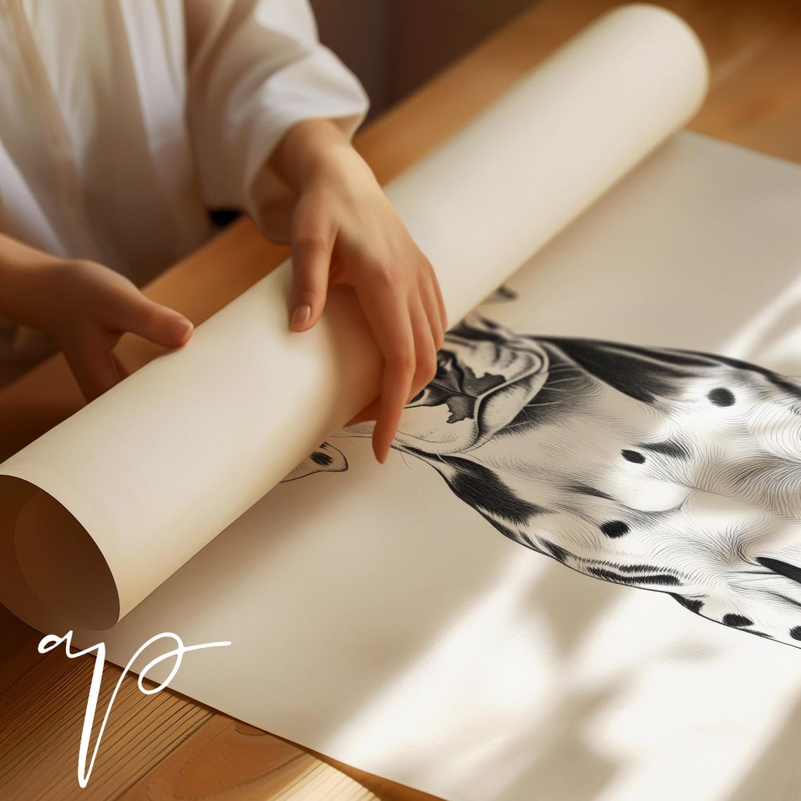 Dalmatian Puppy Sketch Black White Spotted Dog Cute Nursery Poster - Image 4